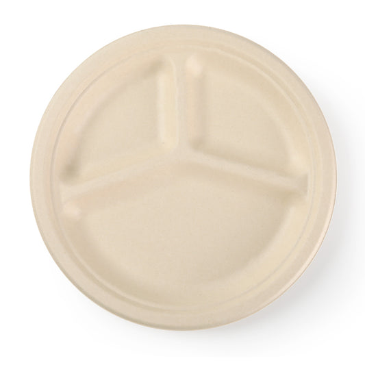 Bamboo Compartment Round Plate